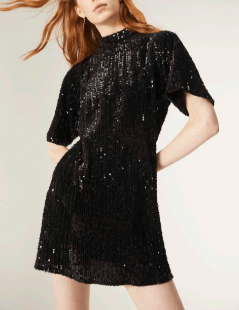 Sequined Mini Dress - Black