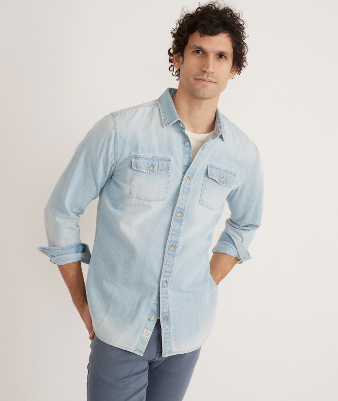 LS Classic Denim Shirt - Medium Wash
