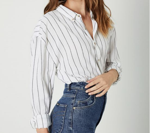 Slouch Stripe Shirt - White/Charcoal