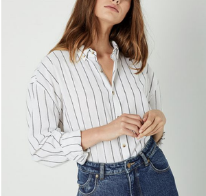 Slouch Stripe Shirt - White/Charcoal