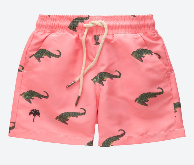 Kids Gator Swim Shorts - Coral