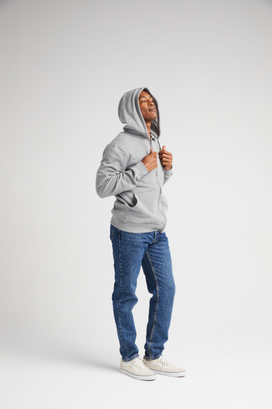 Recycled Fleece Full Zip Hoodie - Heather Grey