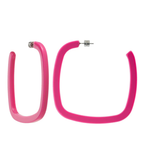 Large Square Hoops - Neon Pink