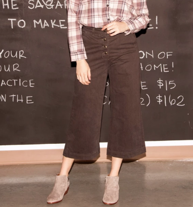 Sylvie Stretch Twill Wide Leg Crop - Burnt Umber - Genterie Supply Co.