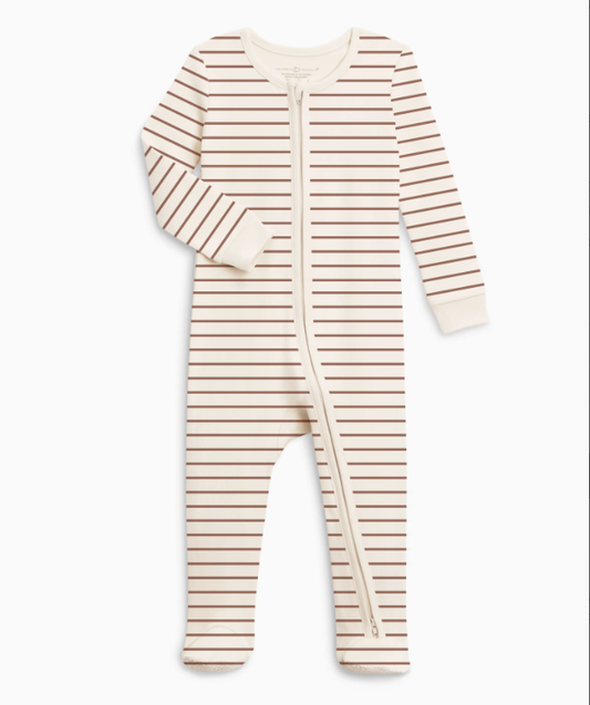 Peyton Zipper Sleeper - Griff Stripe/Cedar
