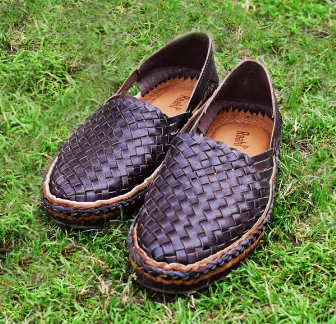 Men's Leather Huarache Handwoven Sandals - Dark Brown