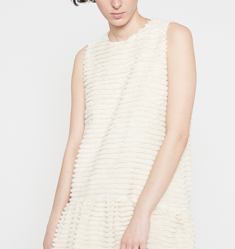 Sleeveless Textured Dress - White