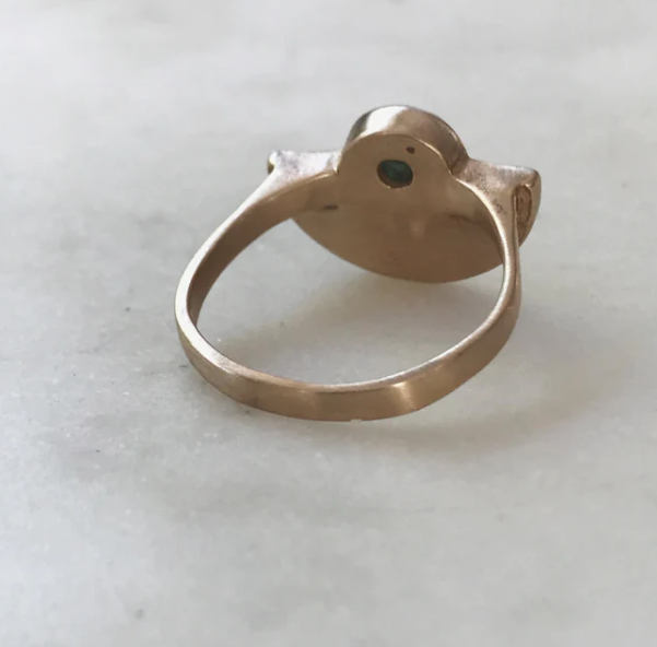 Semicircle Turquoise Ring - Bronze