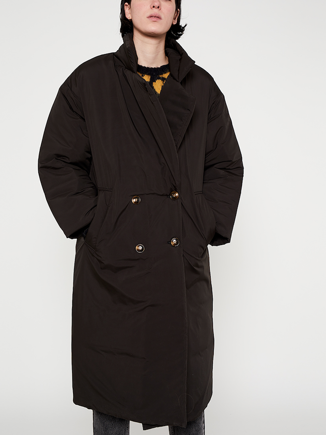 Puffer Trench Coat - Black