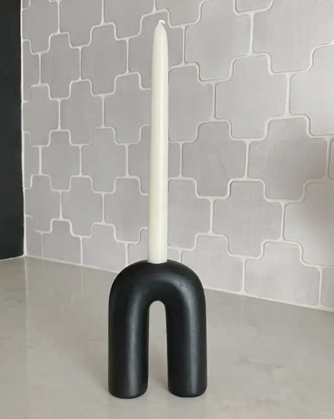 Arch Taper Candle Holder - Black