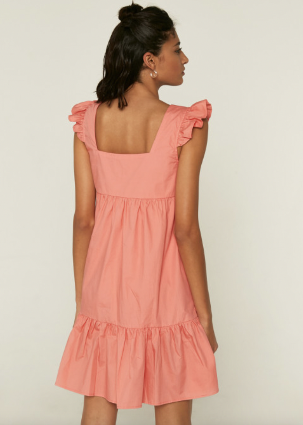 Ruffle Strap Mini Dress - Coral