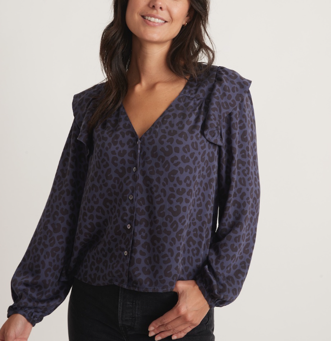 Rory LS Ruffle Blouse - Cheetah