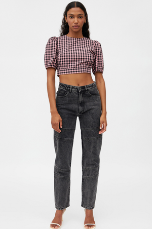 Gingham Print Crop Top - Pink