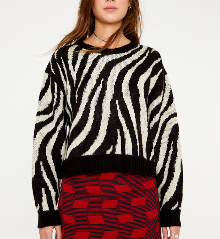 Zebra Print Sweater - Black/White