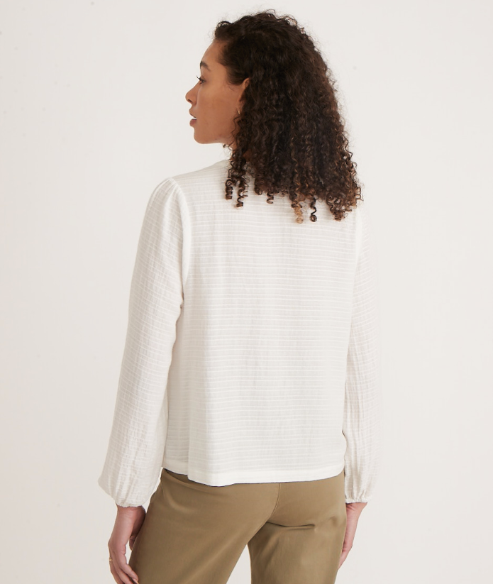 Colette Top - White Shadow Stripe