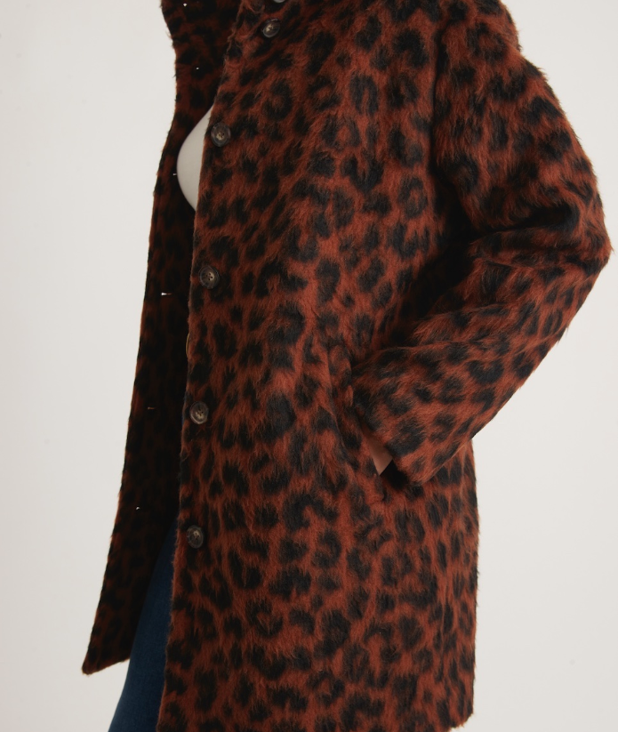 Stephanie Cocoon Coat - Cheetah