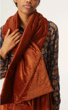 Textured Velvet Scarf - Brown