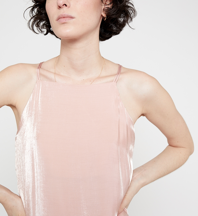 Asymmetric Slip Dress - Pink