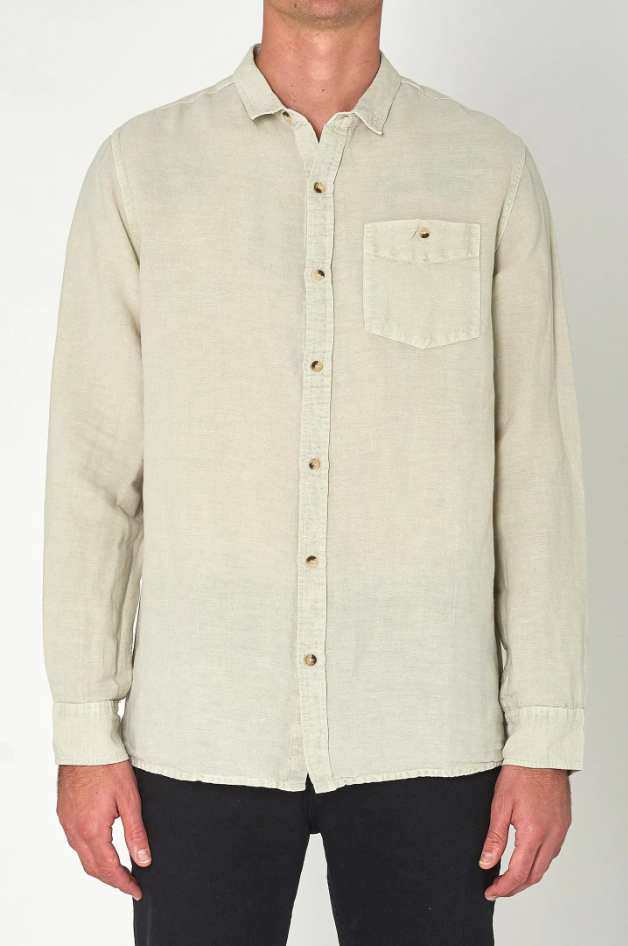 Men At Work L/S Hemp Shirt - Stone