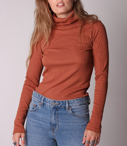 Ruby Roll Neck Top - Rust - Genterie Supply Co.