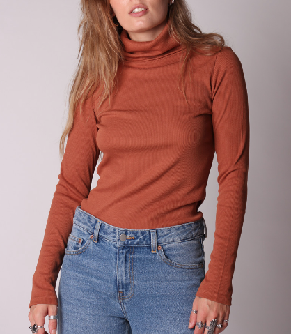 Ruby Roll Neck Top - Rust