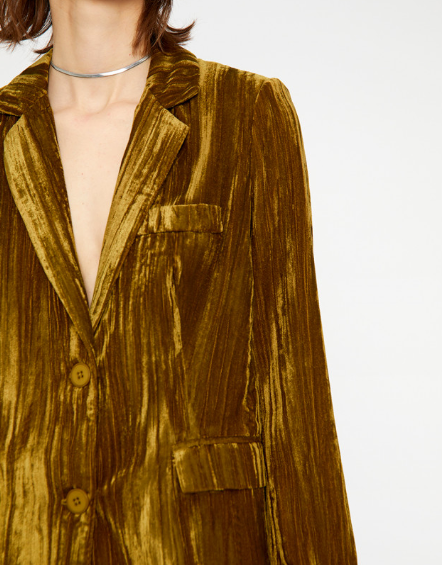 Textured Velvet Blazer - Green