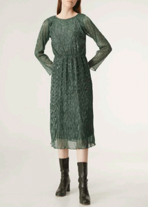 Pleated Lurex Dress - Green