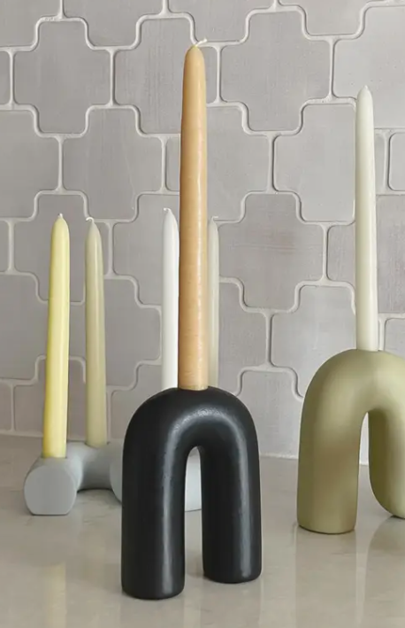 Arch Taper Candle Holder - Black