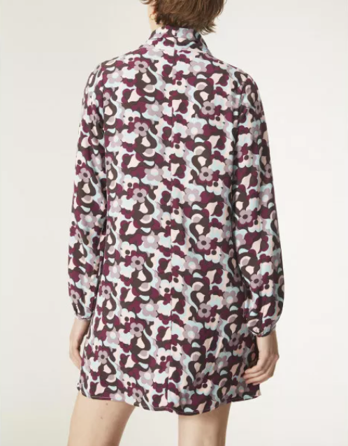 Psychedelic Print Mini Smock Dress - Purple