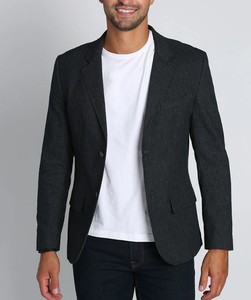 Stretch Cotton Flannel Blazer - Charcoal Stripe