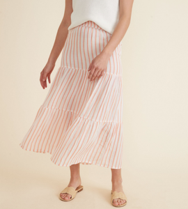 Corinne Maxi Skirt - Pink/Orange/White Stripe