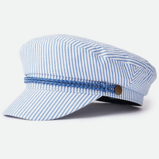 Ashland Cap - Slate Blue/Off White Seersucker - Genterie Supply Co.