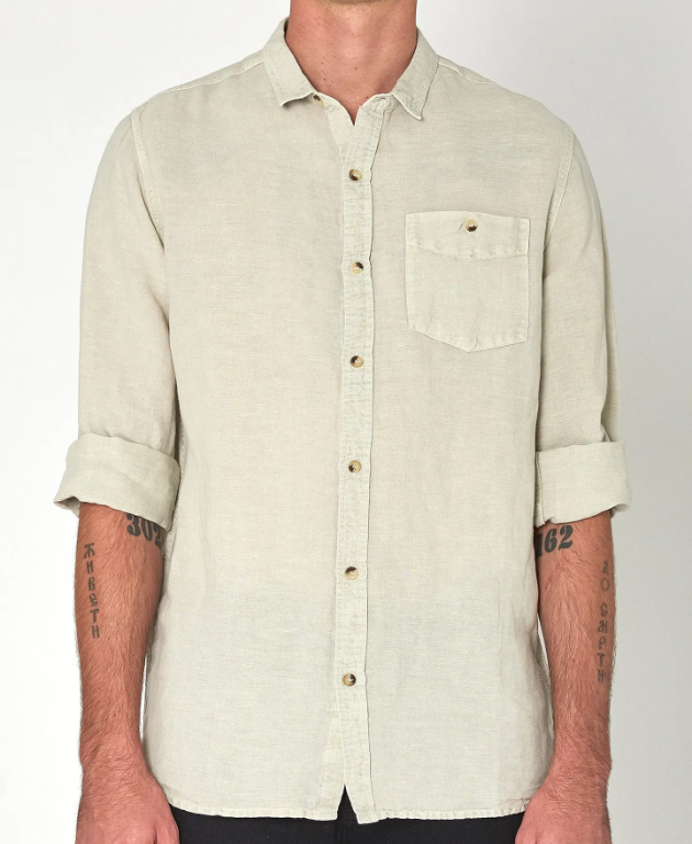 Men At Work L/S Hemp Shirt - Stone
