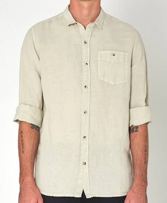 Men At Work L/S Hemp Shirt - Stone