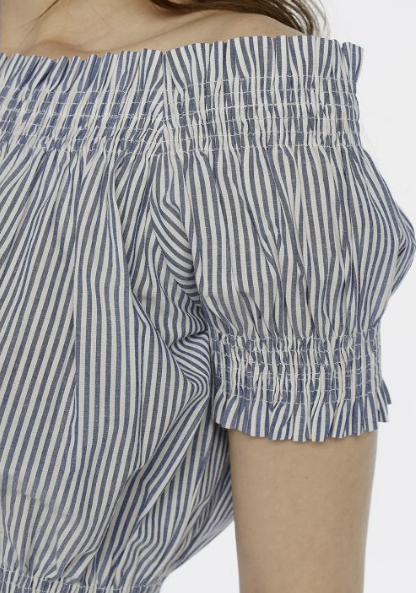 Off the Shoulder Top - Blue Stripe