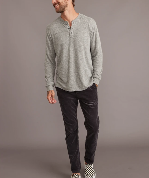 Double Knit Henley - Heather Grey