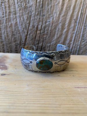 Native American Stamped Cuff w/ Turquoise