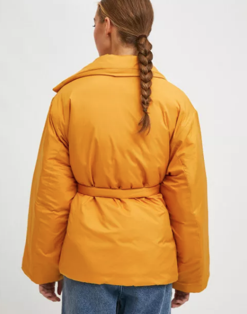 Cropped Puffer Coat - Mustard