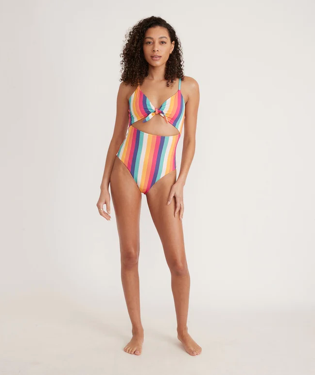 Havana Tie Front One Piece - Multi Stripe