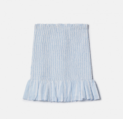 Smocked Mini Skirt - Blue Stripe