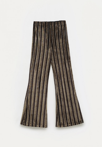 Flared Velvet Trousers -  Black/Silver Glitter Stripe