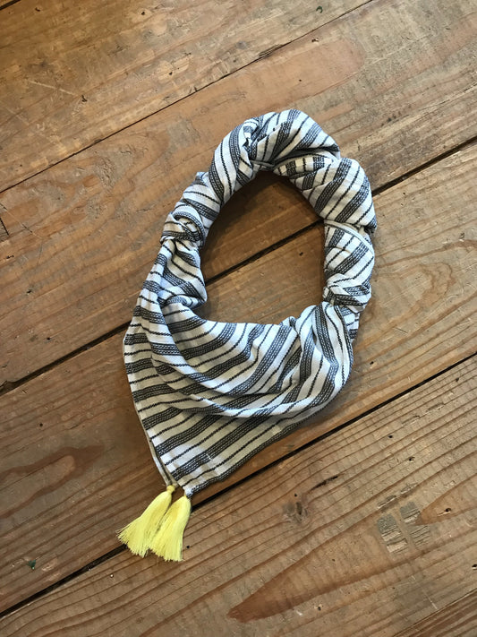 Lightweight Printed Scarf - White/Grey/Yellow - Genterie Supply Co.